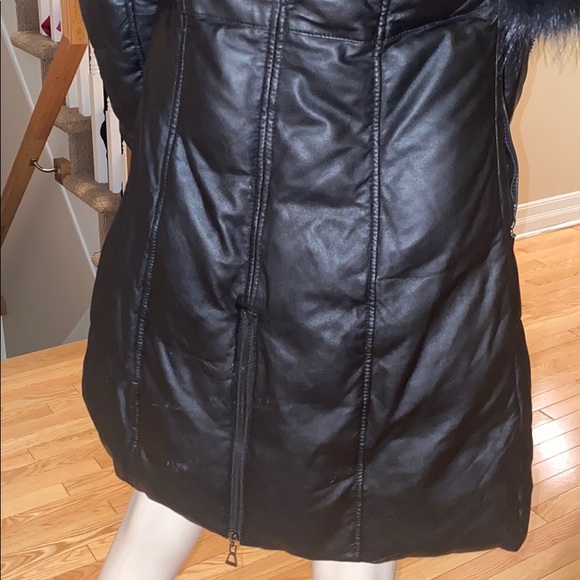 Black Sly & Co real leather & fur winter jacket size XS/S - Picture 6 of 16